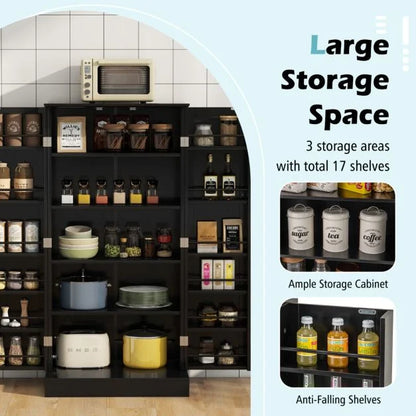 120cm Kitchen Pantry Cabinet with Doors and Adjustable Shelves