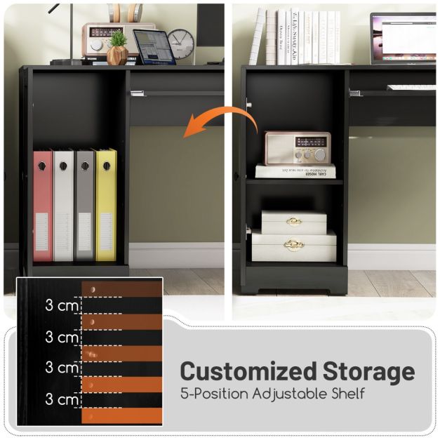 L-shaped Computer Desk with Power Outlets and 2 Storage Drawers