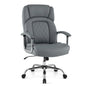 500LBS Big & Tall Executive Office Chair, Height Adjustable Leather Computer Desk Chair, Black+Silver