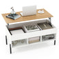 Lift Top Coffee Table with Large Hidden Compartment and 3 Open Cubbies