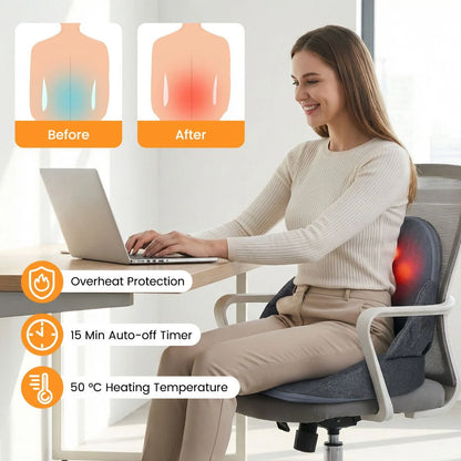 Low Back Massager with Heat Foldable Shiatsu Massage Lumber and Hip Support Seat Cushion