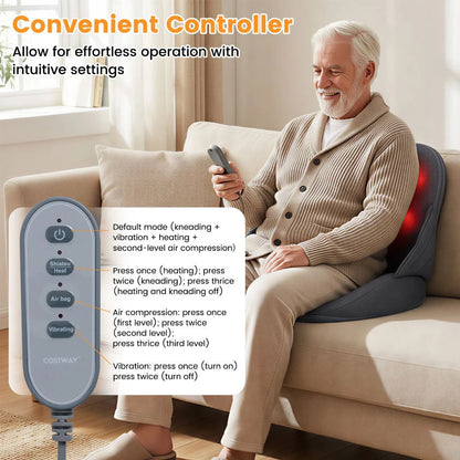 Low Back Massager with Heat Foldable Shiatsu Massage Lumber and Hip Support Seat Cushion