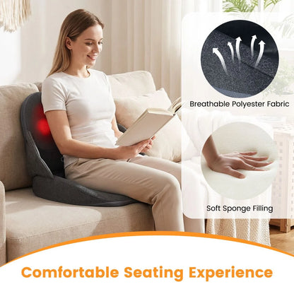 Low Back Massager with Heat Foldable Shiatsu Massage Lumber and Hip Support Seat Cushion