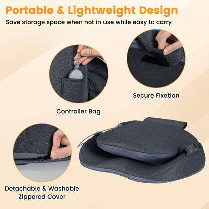 Low Back Massager with Heat Foldable Shiatsu Massage Lumber and Hip Support Seat Cushion