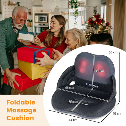 Low Back Massager with Heat Foldable Shiatsu Massage Lumber and Hip Support Seat Cushion