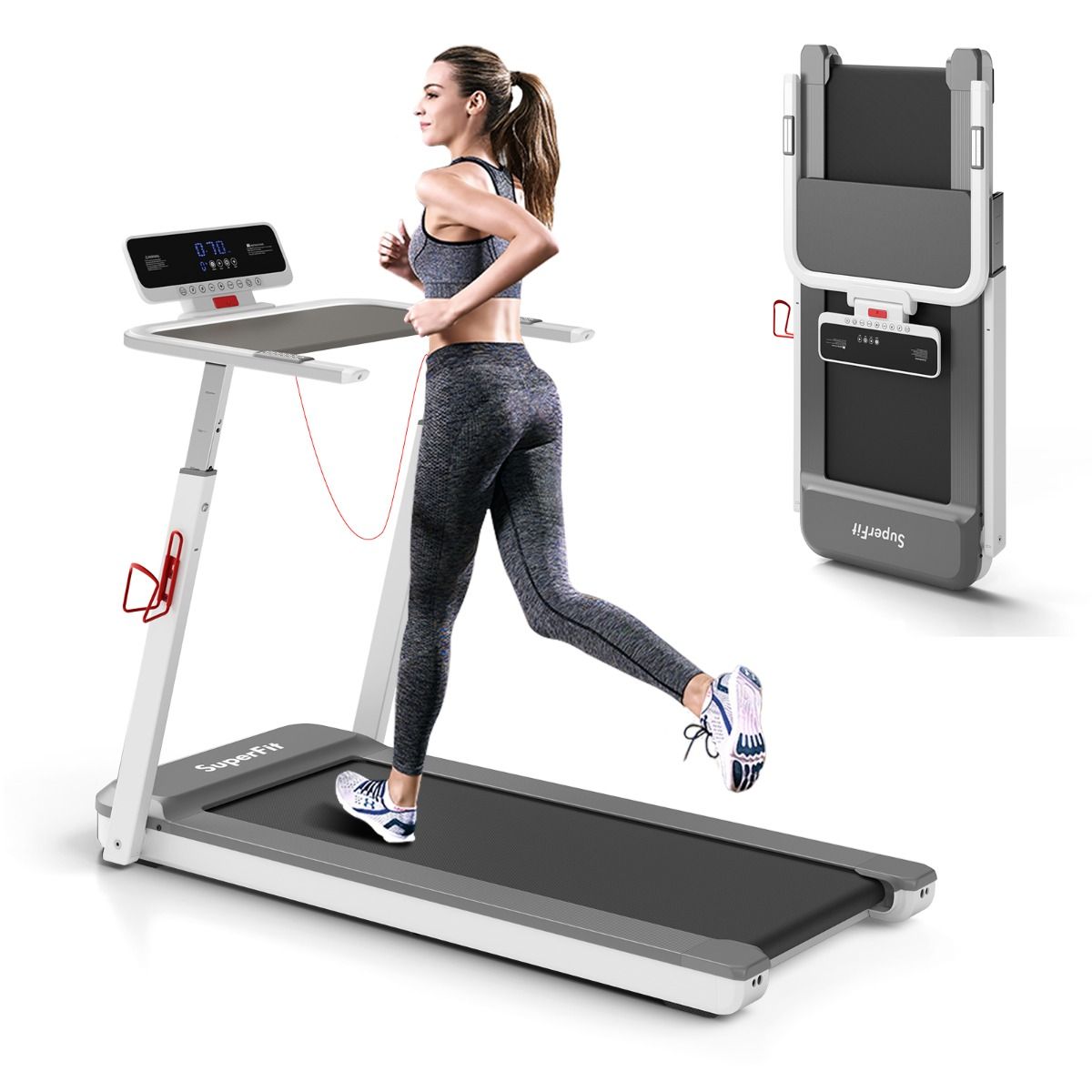 Folding Treadmill, 2.25HP Running Jogging Walking Machine with LED Display