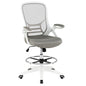 Mesh Drafting Chair, Ergonomic Swivel Office Chair with Adjustable Footrest (with Flip-up Armrests, Black)