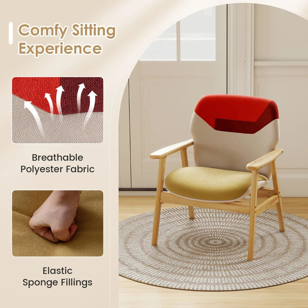 Modern Accent Chair Upholstered Side Armchair with Backrest