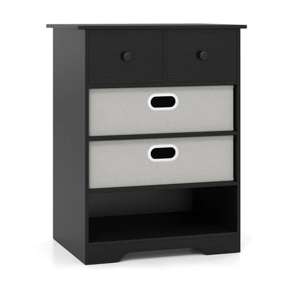 4-Drawer Dresser Cabinet with Open Shelf Freestanding Bedside Chest
