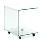 Modern Tempered Glass Side Table with 2-tier Shelf