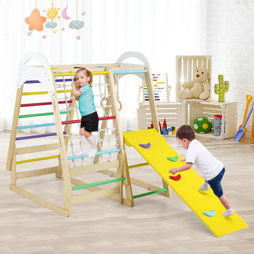Multi-functional Kid's Climbing Toy with Slide and Climbing Net