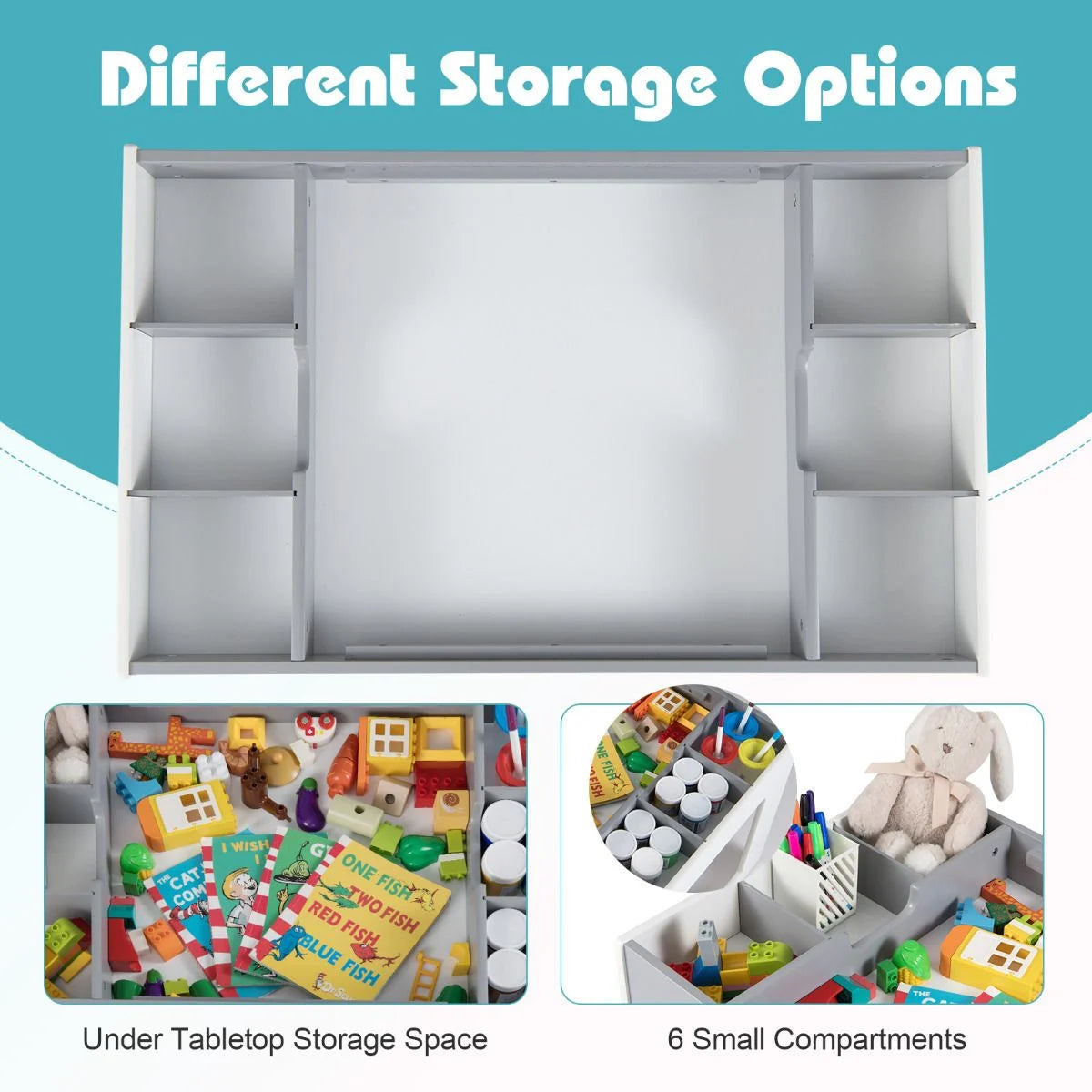 Multifunctional Kids Table and 2 Chairs Set with Whiteboard