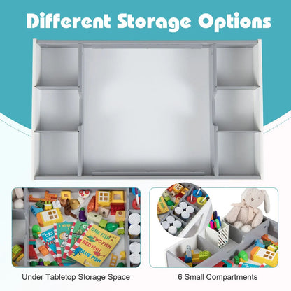 Multifunctional Kids Table and 2 Chairs Set with Whiteboard