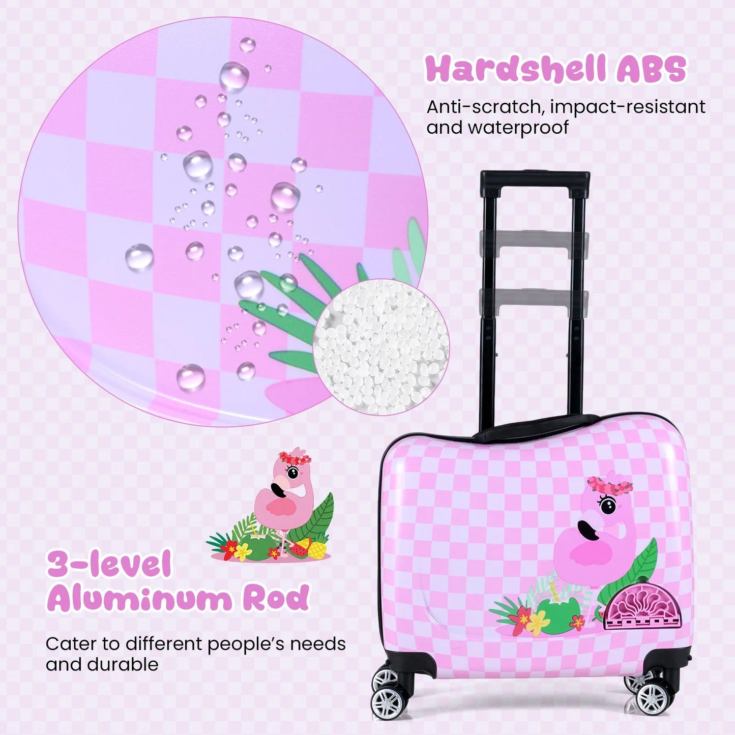 2 Pieces Kid Luggage Set with Spinner Wheels and Lanyard for Carry Strap