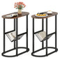 2-Tier Narrow Side Table with Magazine Holder for Living Room Bedroom