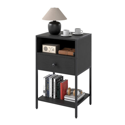 Nightstand with Open Compartment and Storage Shelf