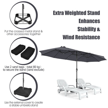 450CM Double Sided Outdoor Umbrella Twin Size with Crank Handle