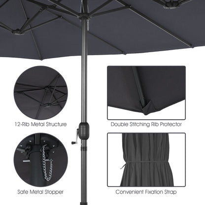 450CM Double Sided Outdoor Umbrella Twin Size with Crank Handle