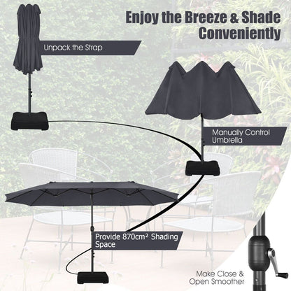 450CM Double Sided Outdoor Umbrella Twin Size with Crank Handle