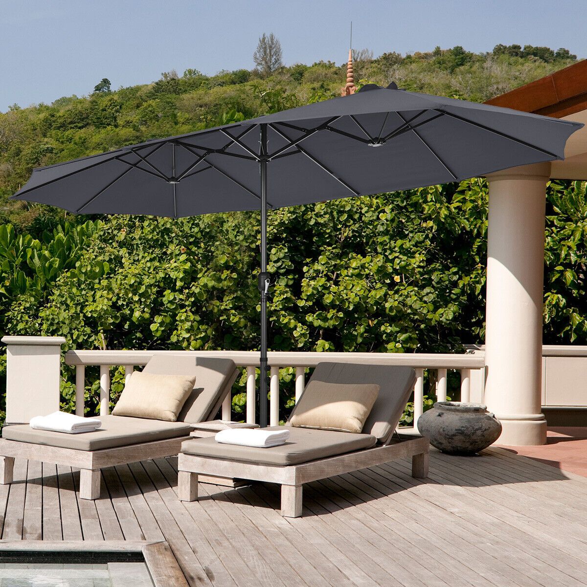 450CM Double Sided Outdoor Umbrella Twin Size with Crank Handle