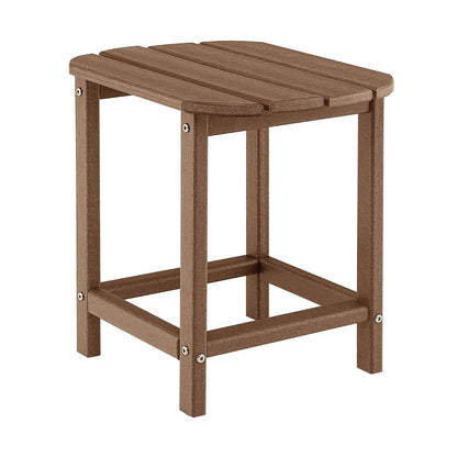 Weather-Proof HDPE Sofa End Table with Slatted Top and Curved Edge
