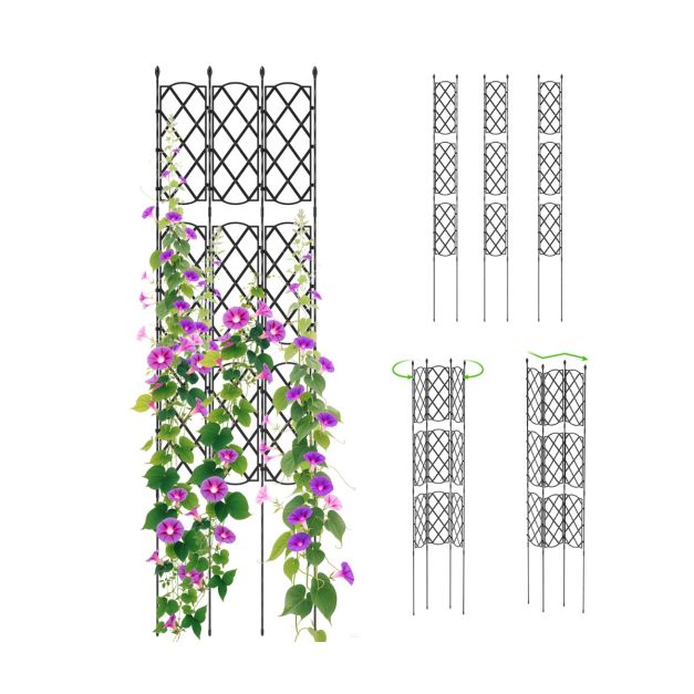 Outdoor Plant Support Frame with Adjustable Shapes and Ground Stakes