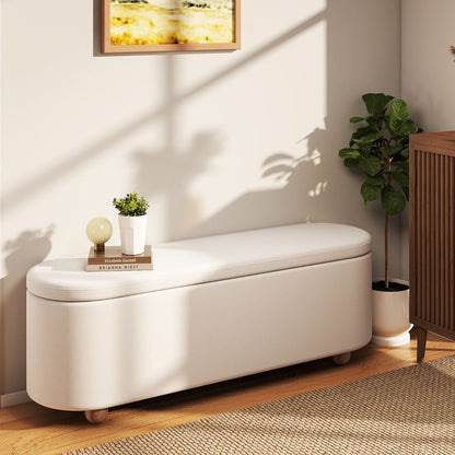 Oval Storage Bench 139 CM Long Ottoman Bench with Flip Top
