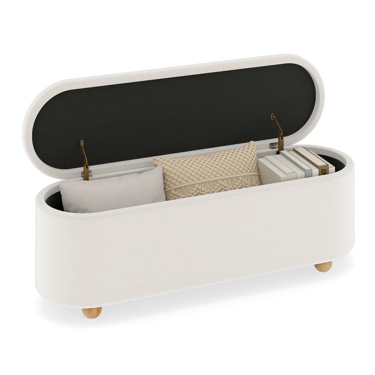 Oval Storage Bench 139 CM Long Ottoman Bench with Flip Top