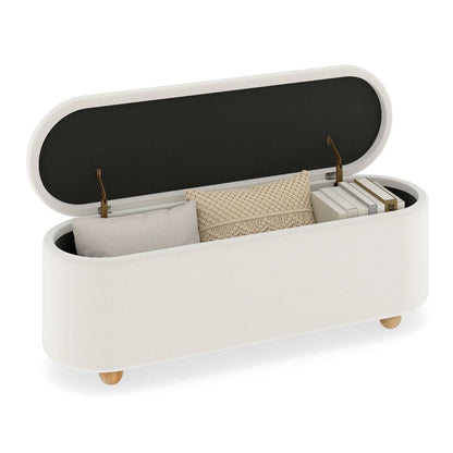 Oval Storage Bench 139 CM Long Ottoman Bench with Flip Top