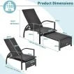 Patio Chaise Lounge with 5-Level Adjustable Backrest