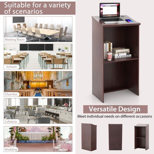 Podium Stand Hostess Stand for Speakers with Storage Shelf