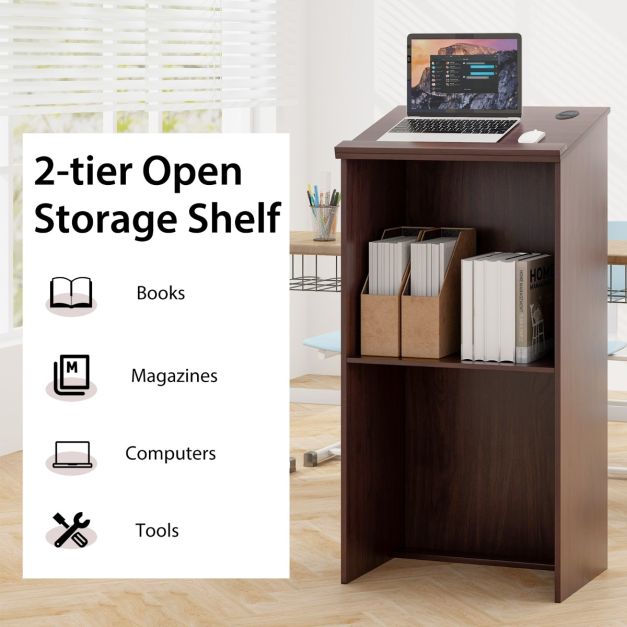 Podium Stand Hostess Stand for Speakers with Storage Shelf