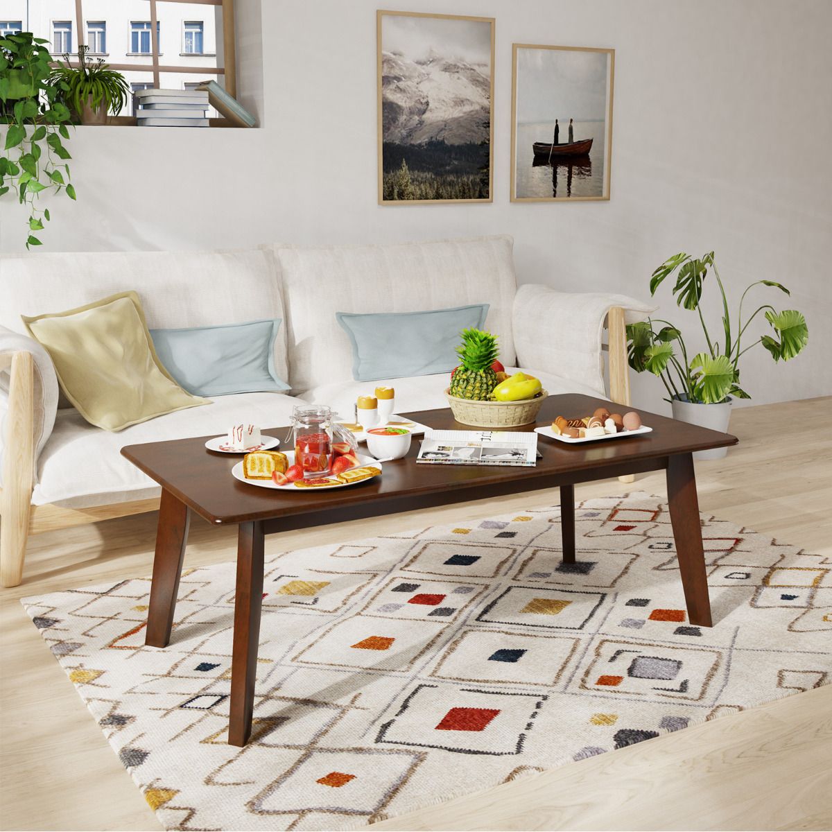 Rectangular Coffee Table with Rubber Legs