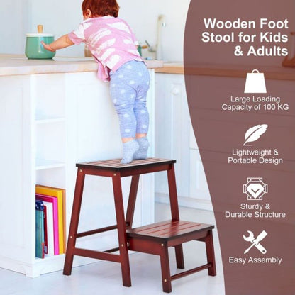 Bamboo Footstool with 2 Steps