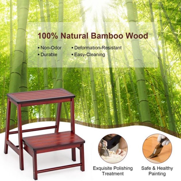 Bamboo Footstool with 2 Steps