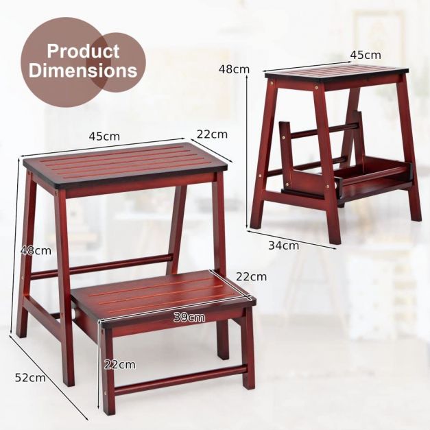 Bamboo Footstool with 2 Steps