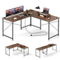 Reversible L-Shaped Desk with Built-in Power Strip and Removable Host Stand