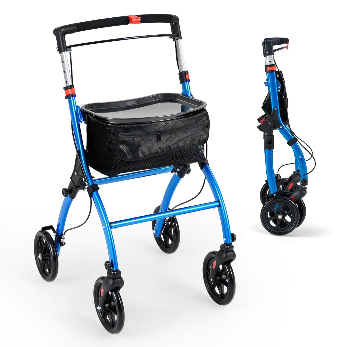 Rollator Walkers Lightweight Foldable Rolling Walker with Tray for Seniors