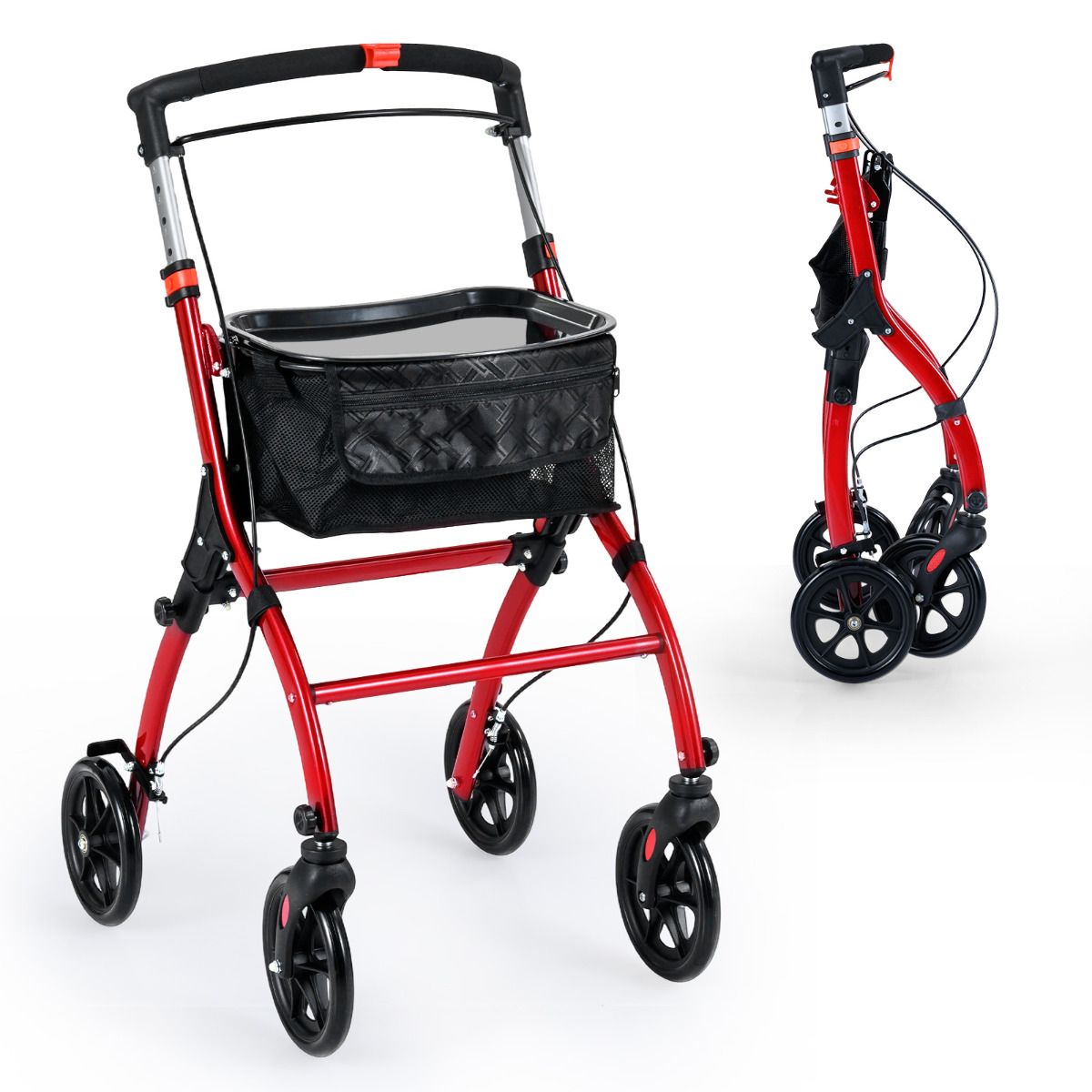 Rollator Walkers Lightweight Foldable Rolling Walker with Tray for Seniors