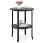 Round Side 2-Tier End Table with Storage Shelf