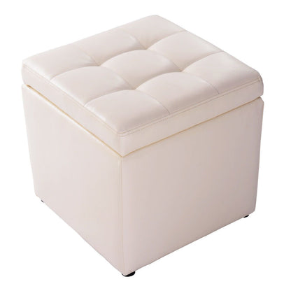 High Quality PU Leather Cube Ottoman Storage Seat