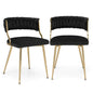 GiantexUK Dining Chairs Set of 2, Upholstered Velvet Kitchen Chairs with Woven Backrest
