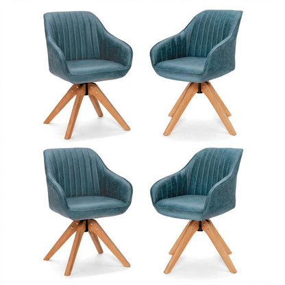 Set of 2/4 360° Swivel Accent Chair with Solid Wood Legs