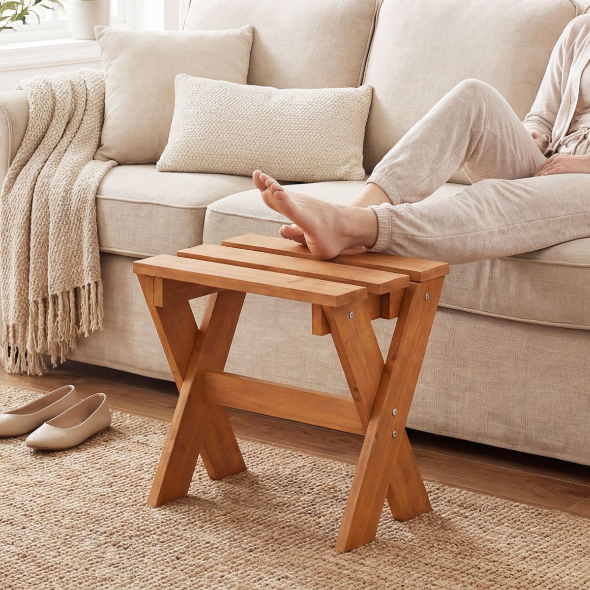Side Table Flower Stand Small Solid Wood Accent End Table