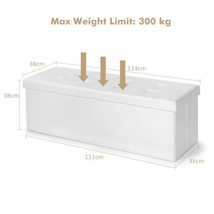 Folding Storage Ottoman Bench with Lid for Living Room