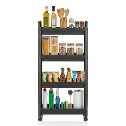 Slim Rolling Storage Cart 3/4-Tier Bathroom Organizer with Handles and Wheels
