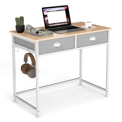 Space Saving Computer Desk with 2 Fabric Drawers