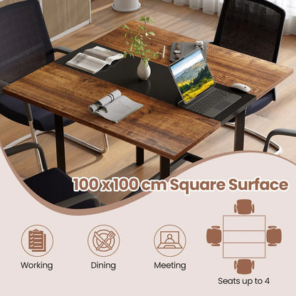 Square Conference Table Meeting Room Table with Thickened Tabletop