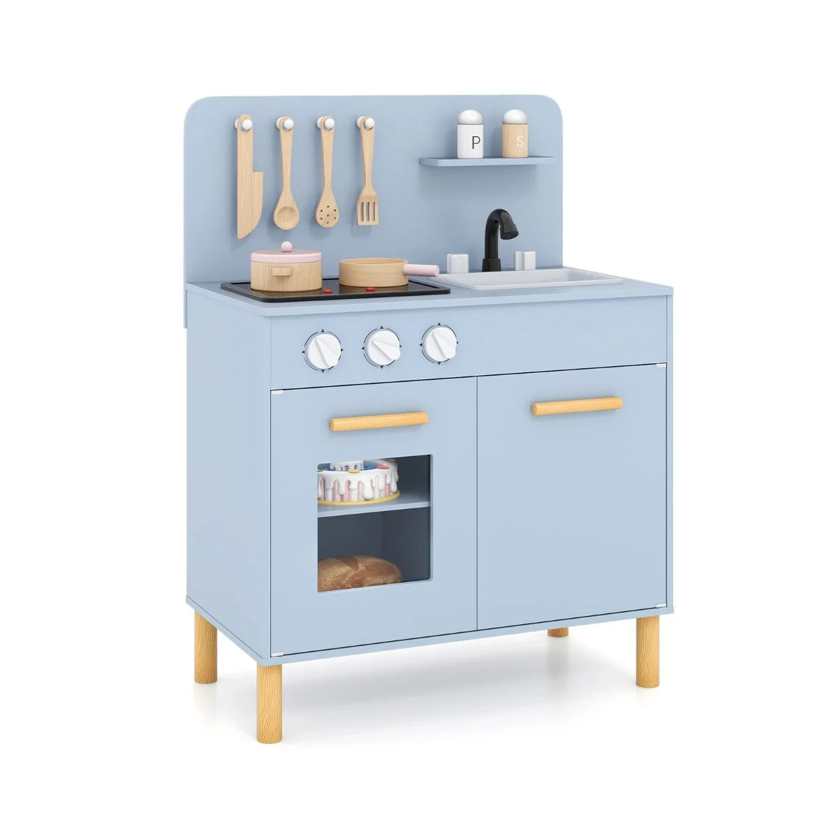 Toddler Pretend Play Kitchen with Light up Stove and Cooking Sounds