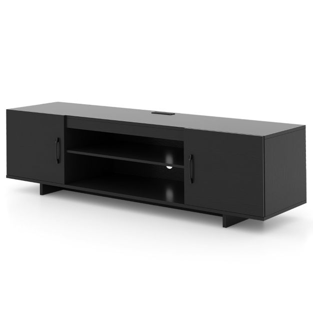 TV Stand for TVs up to 70 Inches with Power Outlet and 2 Cable Holes